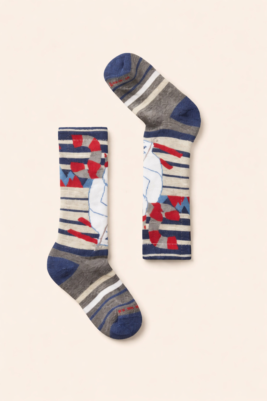 Smartwool Kids Large Blue Wintersport Yeti Pattern Full Cushion OTC Socks L9-39